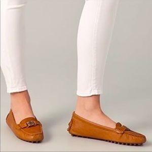 • Tory Burch Kendrick Driving Loafers Leather Brown
